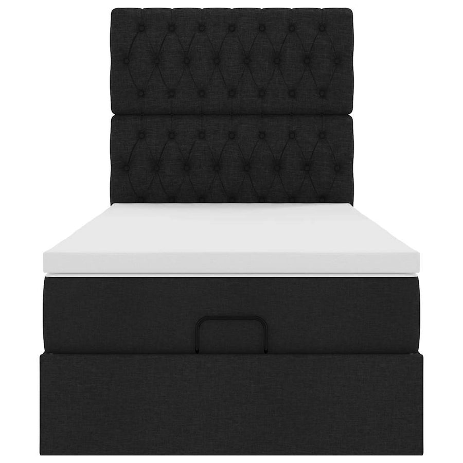 Ottoman bed met matras 80x200cm stof zwart