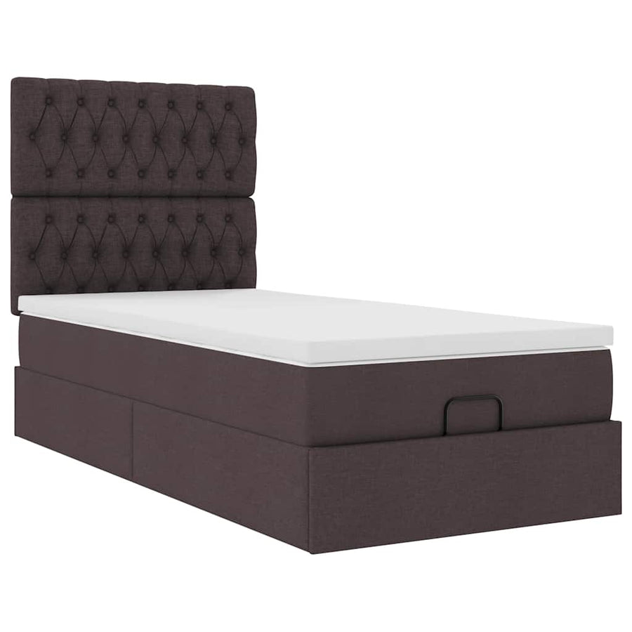 Ottoman bed met matras 80x200cm stof donkerbruin