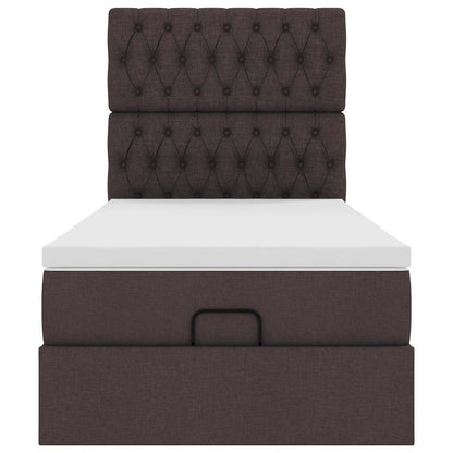 Ottoman bed met matras 80x200cm stof donkerbruin