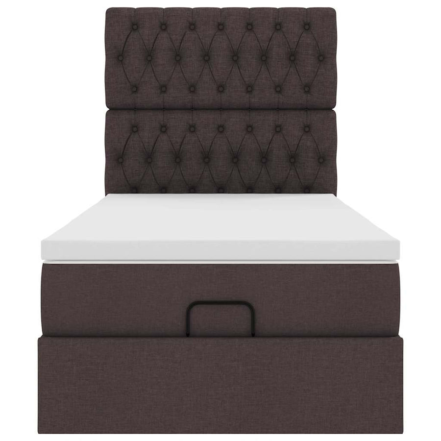 Ottoman bed met matras 80x200cm stof donkerbruin