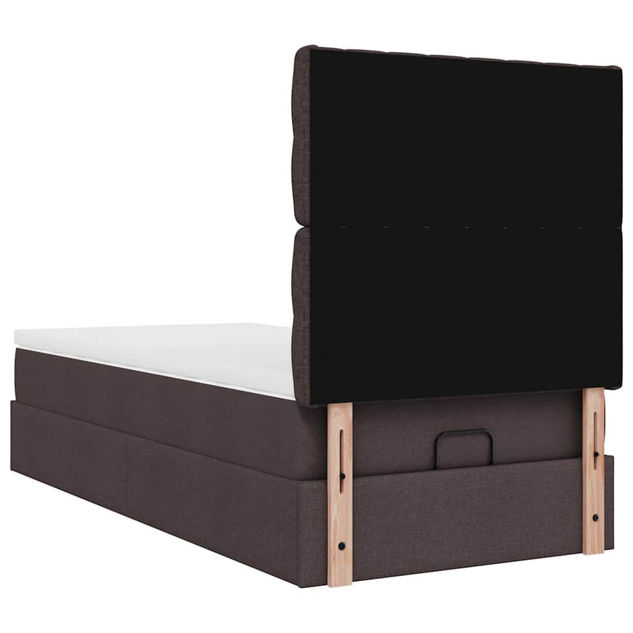 Ottoman bed met matras 80x200cm stof donkerbruin