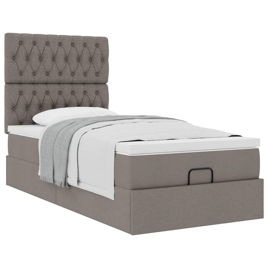 Ottoman bed met matras 80x200cm stof taupe