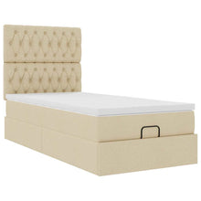 Ottoman bed met matras 80x200cm stof crèmekleurig