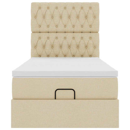 Ottoman bed met matras 80x200cm stof crèmekleurig