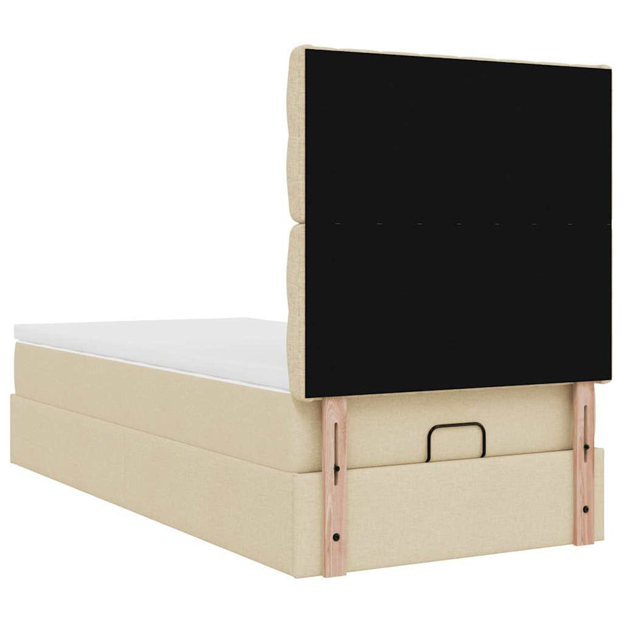 Ottoman bed met matras 80x200cm stof crèmekleurig
