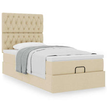 Ottoman bed met matras 80x200cm stof crèmekleurig