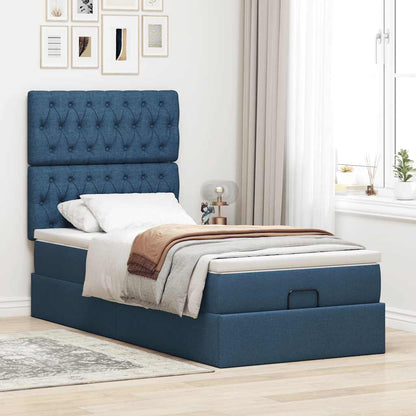 Ottoman bed met matras 80x200cm stof blauw