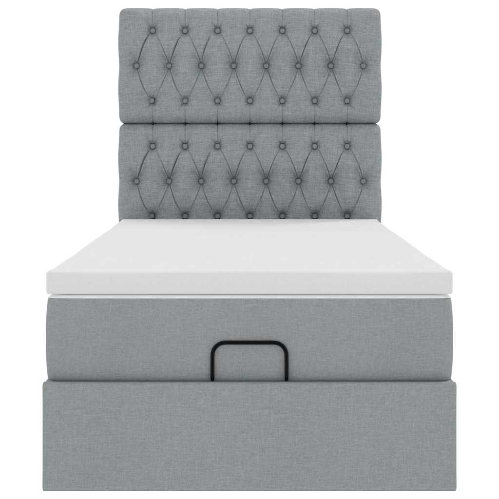 Ottoman bed met matras 90x190cm stof lichtgrijs