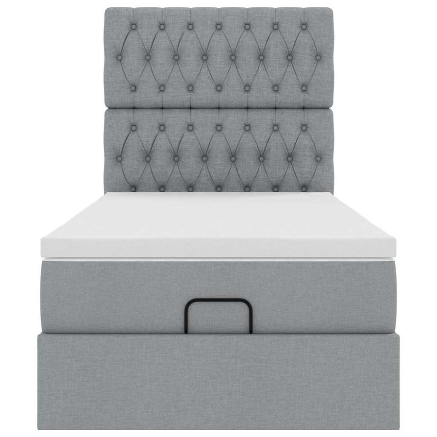 Ottoman bed met matras 90x190cm stof lichtgrijs