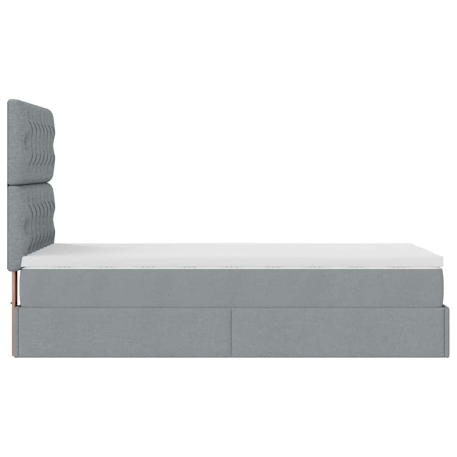 Ottoman bed met matras 90x190cm stof lichtgrijs