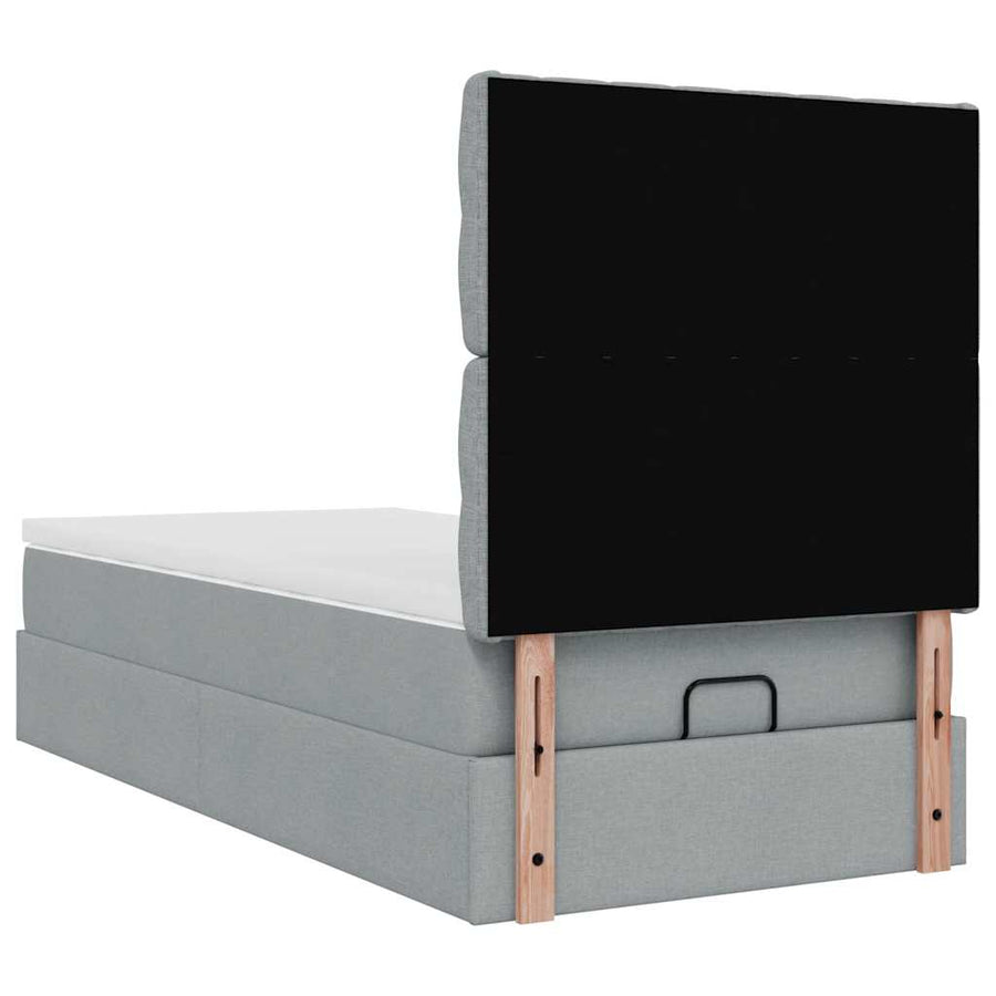 Ottoman bed met matras 90x190cm stof lichtgrijs
