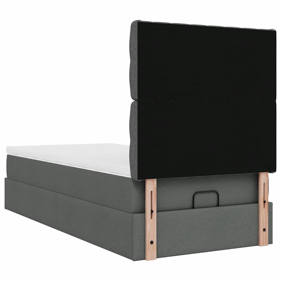Ottoman bed met matras 90x190cm stof donkergrijs