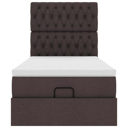Ottoman bed met matras 90x190cm stof donkerbruin