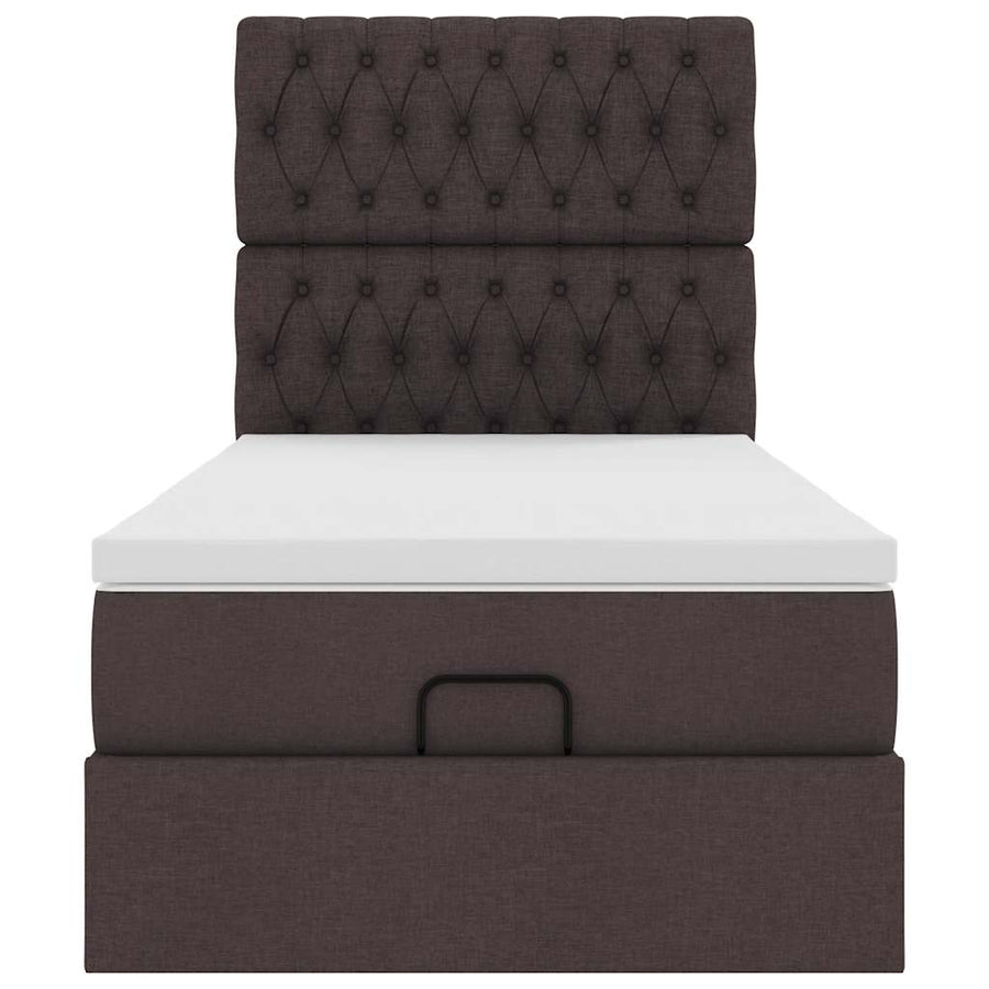 Ottoman bed met matras 90x190cm stof donkerbruin