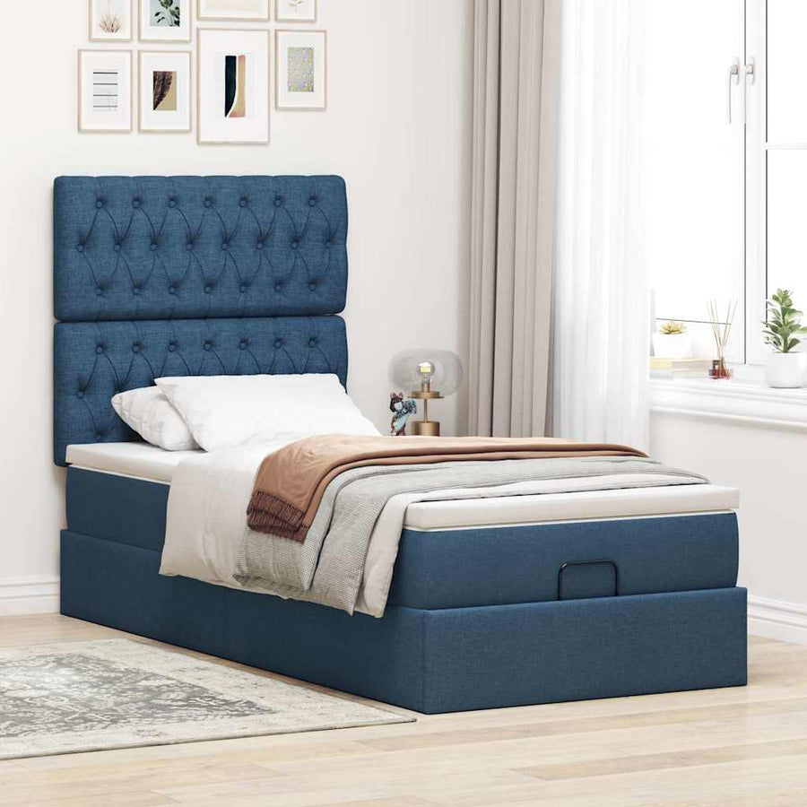 Ottoman bed met matras 90x190cm stof blauw