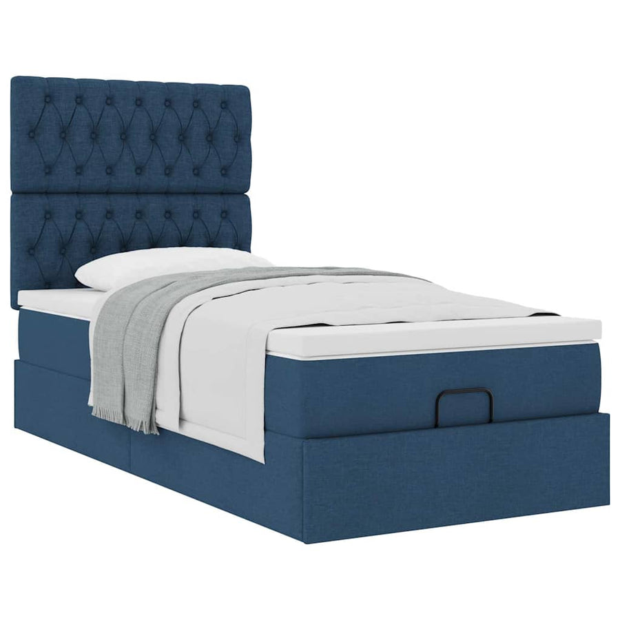 Ottoman bed met matras 90x190cm stof blauw
