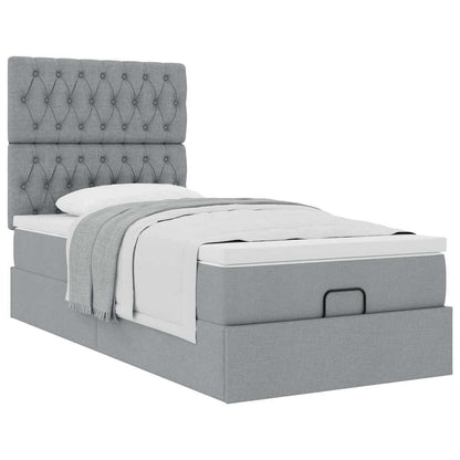 Ottoman bed met matras 90x200cm stof lichtgrijs
