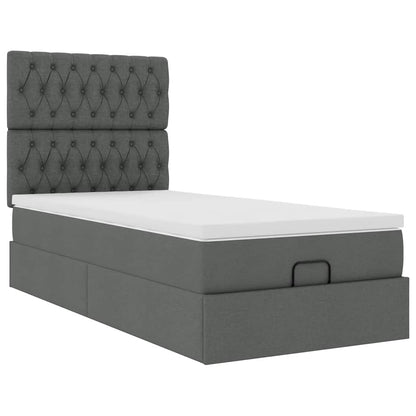 Ottoman bed met matras 90x200cm stof donkergrijs