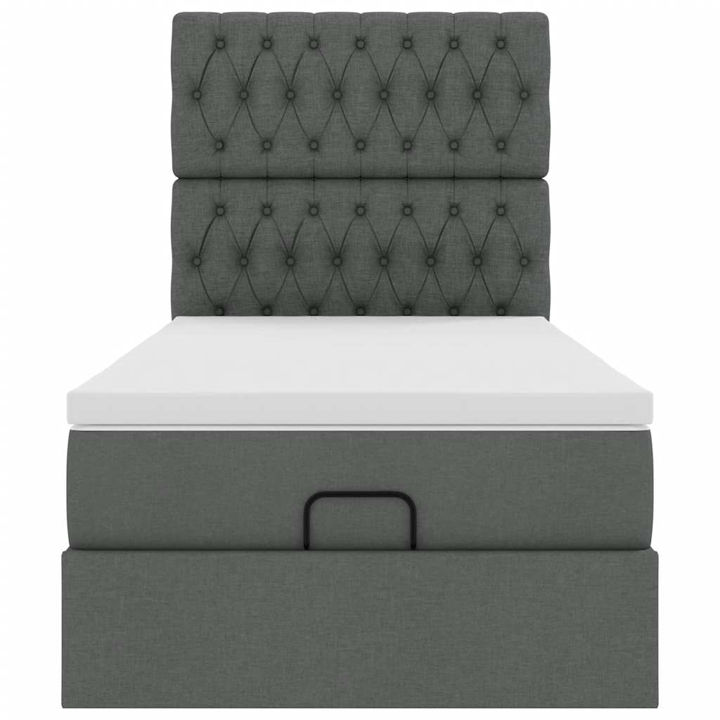 Ottoman bed met matras 90x200cm stof donkergrijs