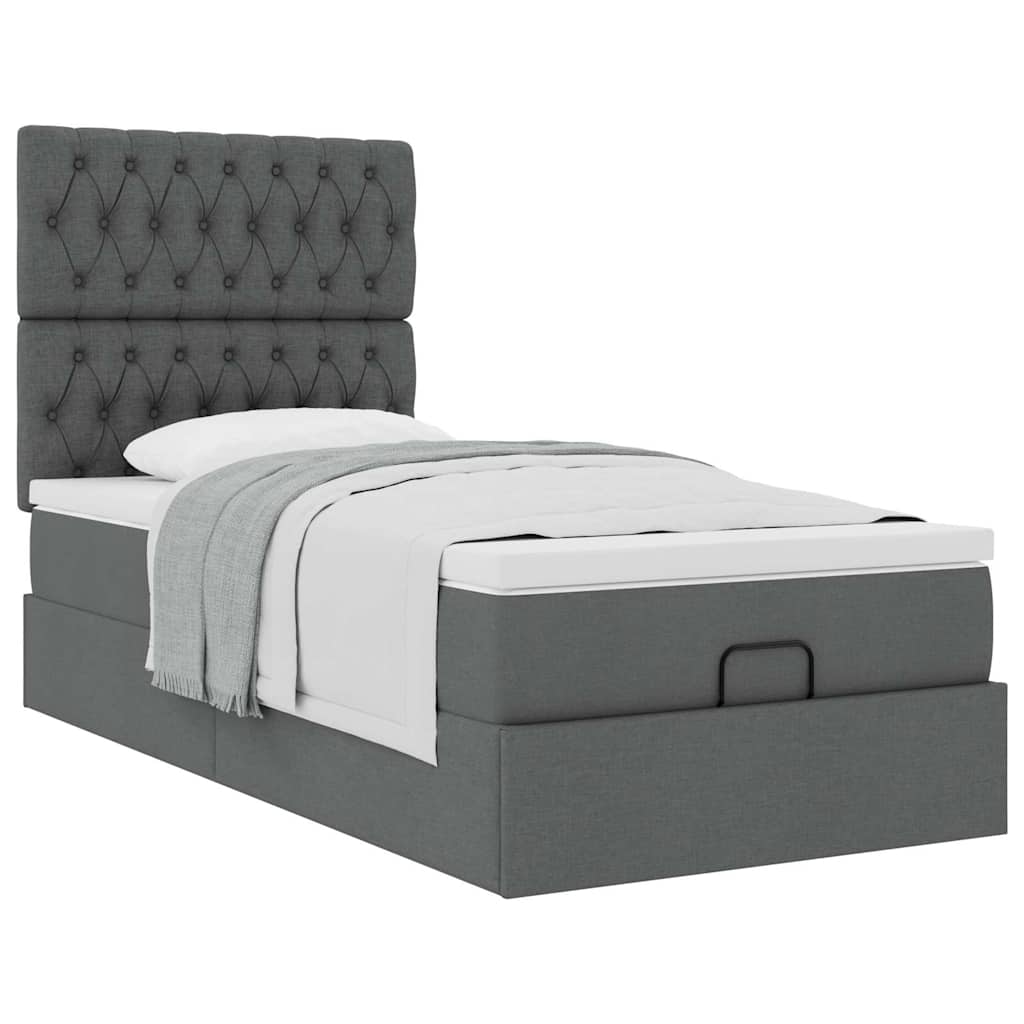 Ottoman bed met matras 90x200cm stof donkergrijs