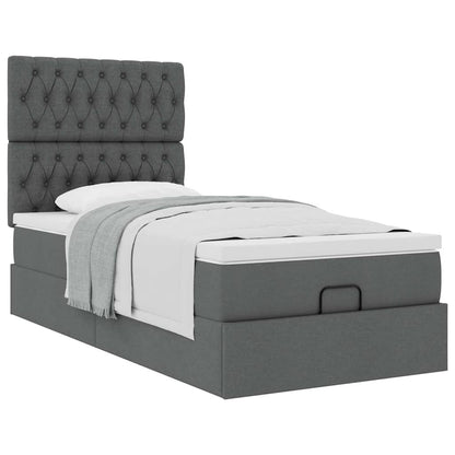 Ottoman bed met matras 90x200cm stof donkergrijs