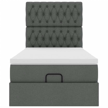 Ottoman bed met matras 90x200cm stof donkergrijs