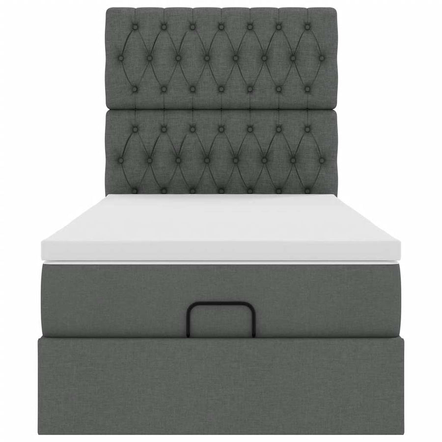 Ottoman bed met matras 90x200cm stof donkergrijs