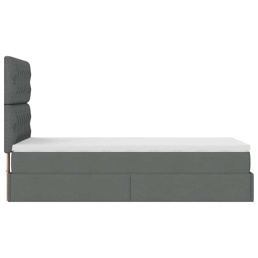 Ottoman bed met matras 90x200cm stof donkergrijs