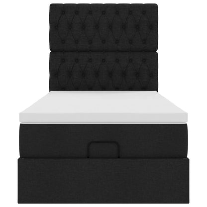 Ottoman bed met matras 90x200cm stof zwart