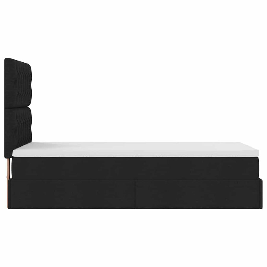 Ottoman bed met matras 90x200cm stof zwart