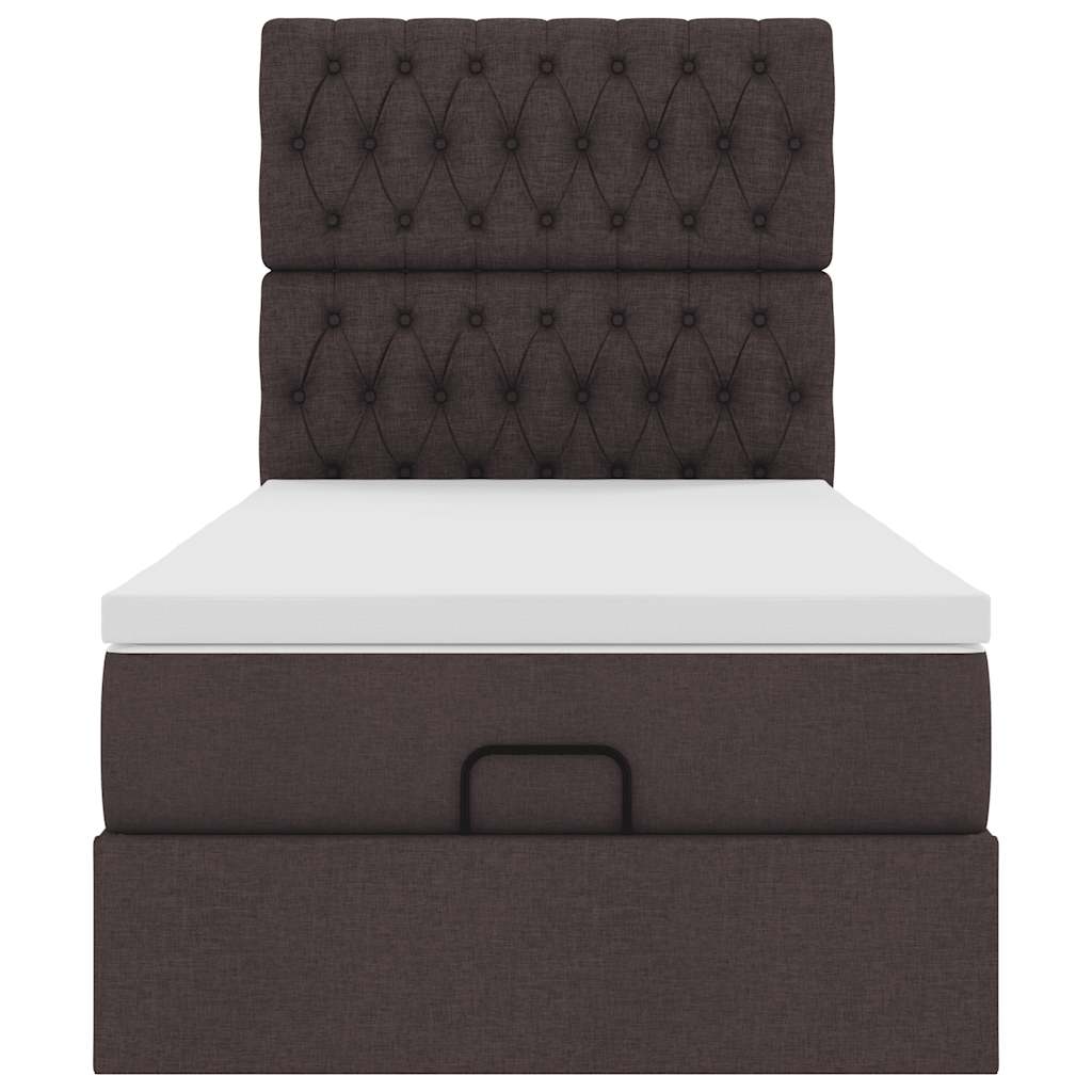 Ottoman bed met matras 90x200cm stof donkerbruin