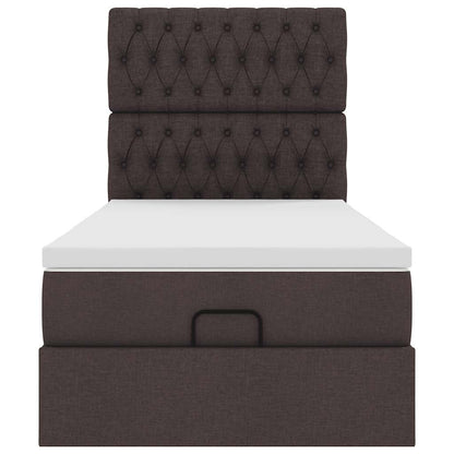 Ottoman bed met matras 90x200cm stof donkerbruin