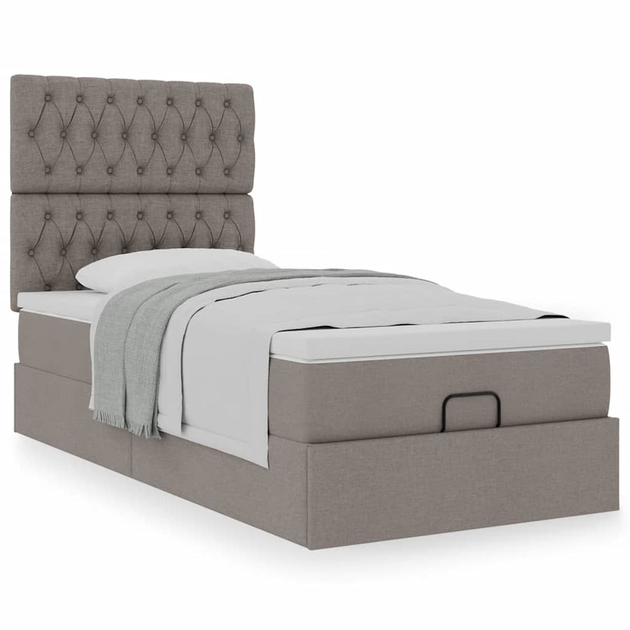 Ottoman bed met matras 90x200cm stof taupe