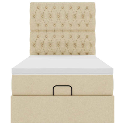 Ottoman bed met matras 90x200cm stof crèmekleurig