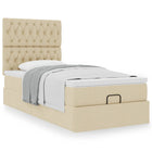 Bed with mattress 90x200 cm fabric cream-coloured