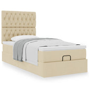 Bed met matras 90x200 cm stof crèmekleurig