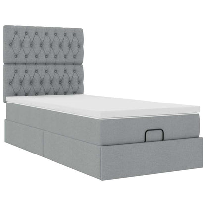 Ottoman bed met matras 100x200cm stof lichtgrijs