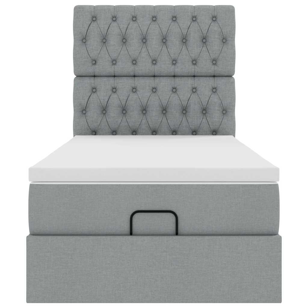 Ottoman bed met matras 100x200cm stof lichtgrijs