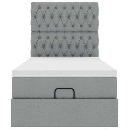Ottoman bed met matras 100x200cm stof lichtgrijs