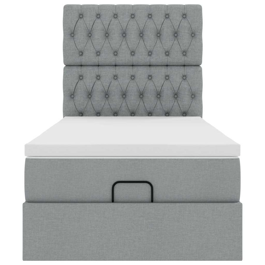 Ottoman bed met matras 100x200cm stof lichtgrijs