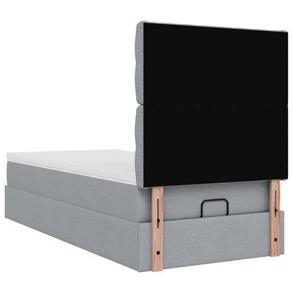 Ottoman bed met matras 100x200cm stof lichtgrijs