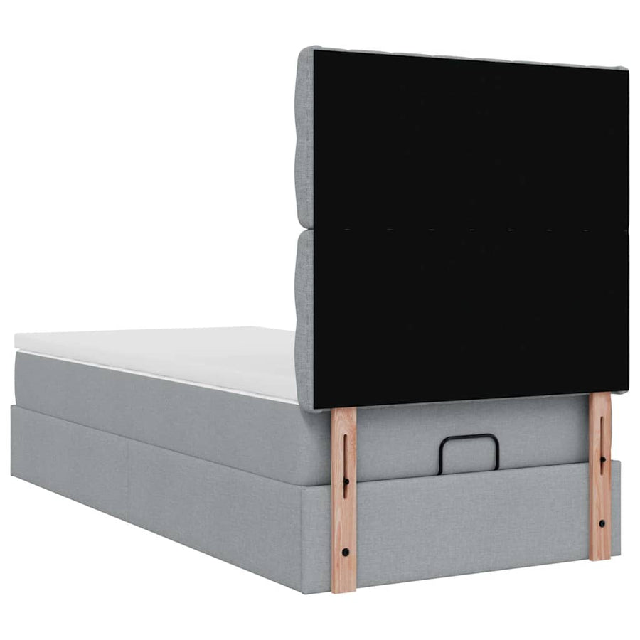 Ottoman bed met matras 100x200cm stof lichtgrijs