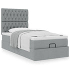 Bed with mattress 100x200 cm fabric light grey
