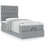 Bed met matras 100x200 cm lichtgrijs stof