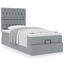 Ottoman bed met matras 100x200cm stof lichtgrijs