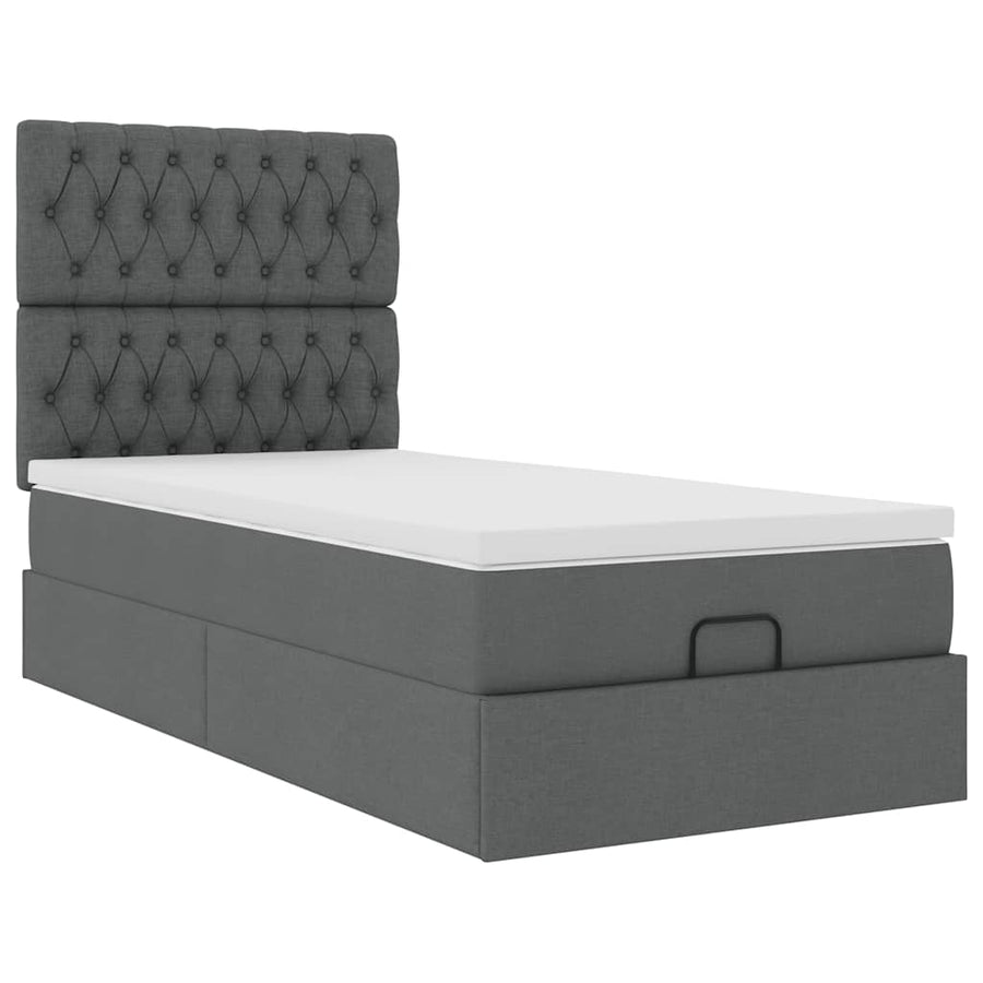 Ottoman bed met matras 100x200cm stof donkergrijs
