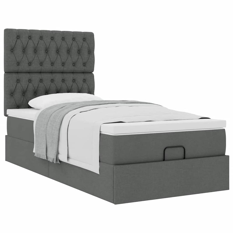 Ottoman bed met matras 100x200cm stof donkergrijs