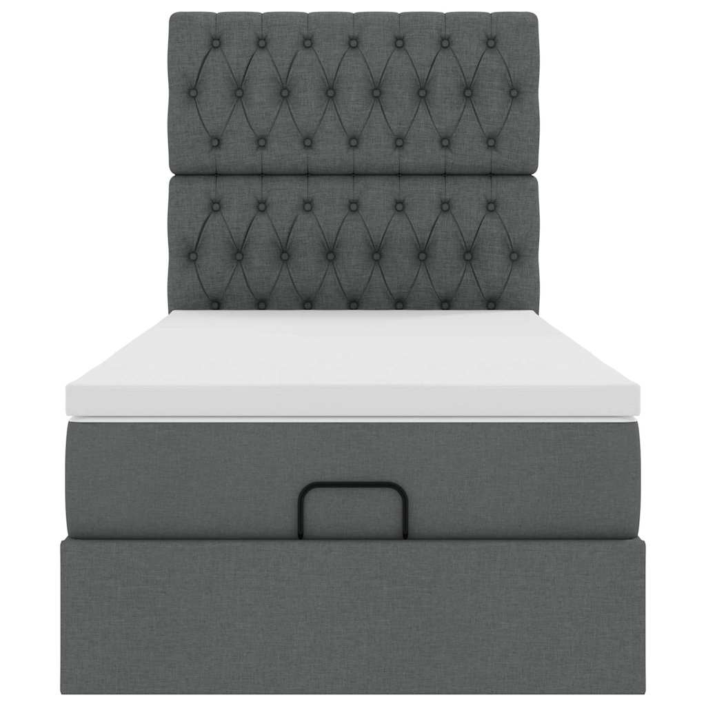 Ottoman bed met matras 100x200cm stof donkergrijs