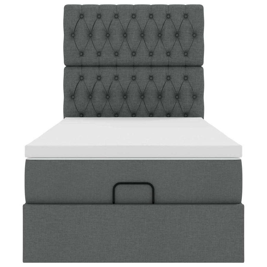 Ottoman bed met matras 100x200cm stof donkergrijs