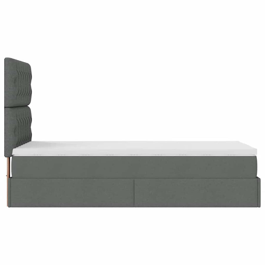 Ottoman bed met matras 100x200cm stof donkergrijs